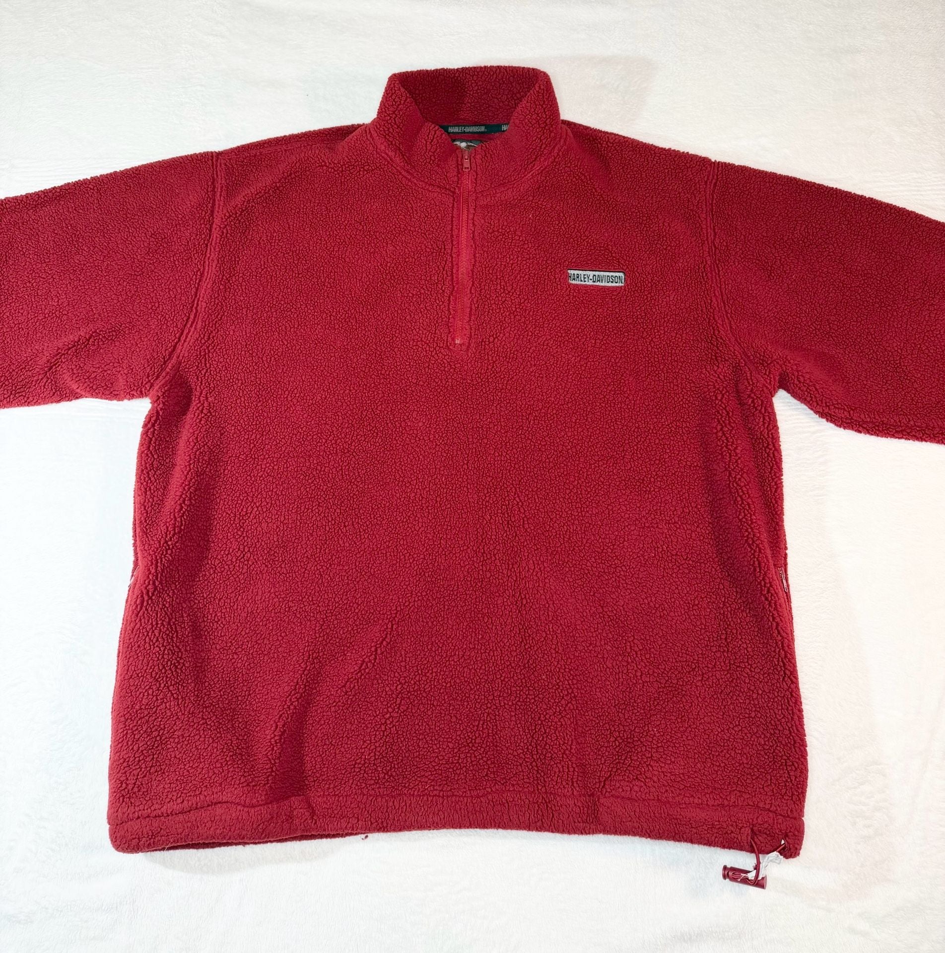 Vintage Harley-Davidson Eagle Back Sherpa Fleece 1/4 Zip Pullover Men's Xxl